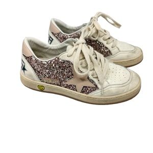 Golden Goose Pink Glitter Star Kids Sneakers